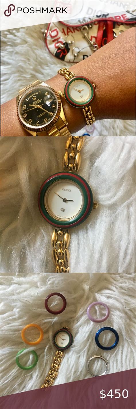 gucci bezel change watch|Gucci watch with changeable face.